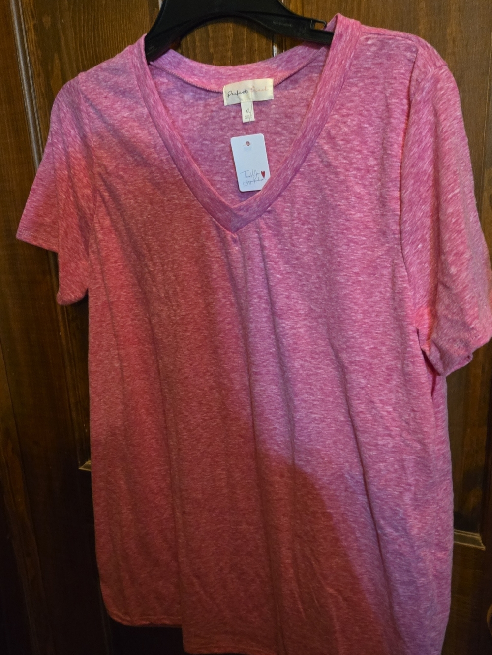 Pink Heather V-Neck Tee